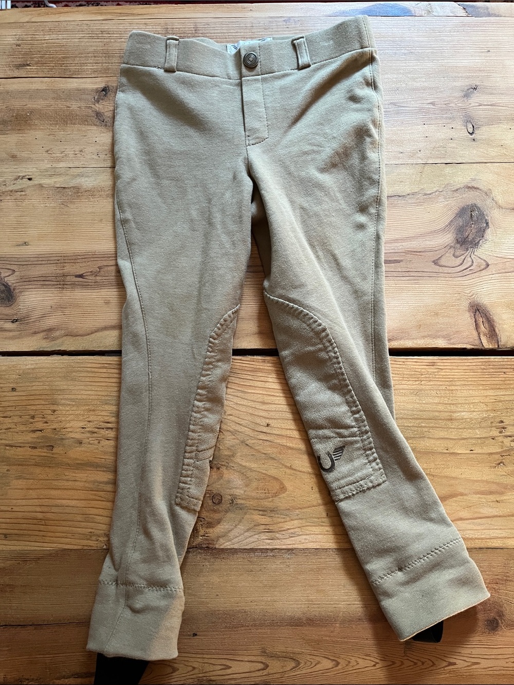 TUFF RIDER Girls 6 Tan Riding Breeches Pants Patch Stirrups